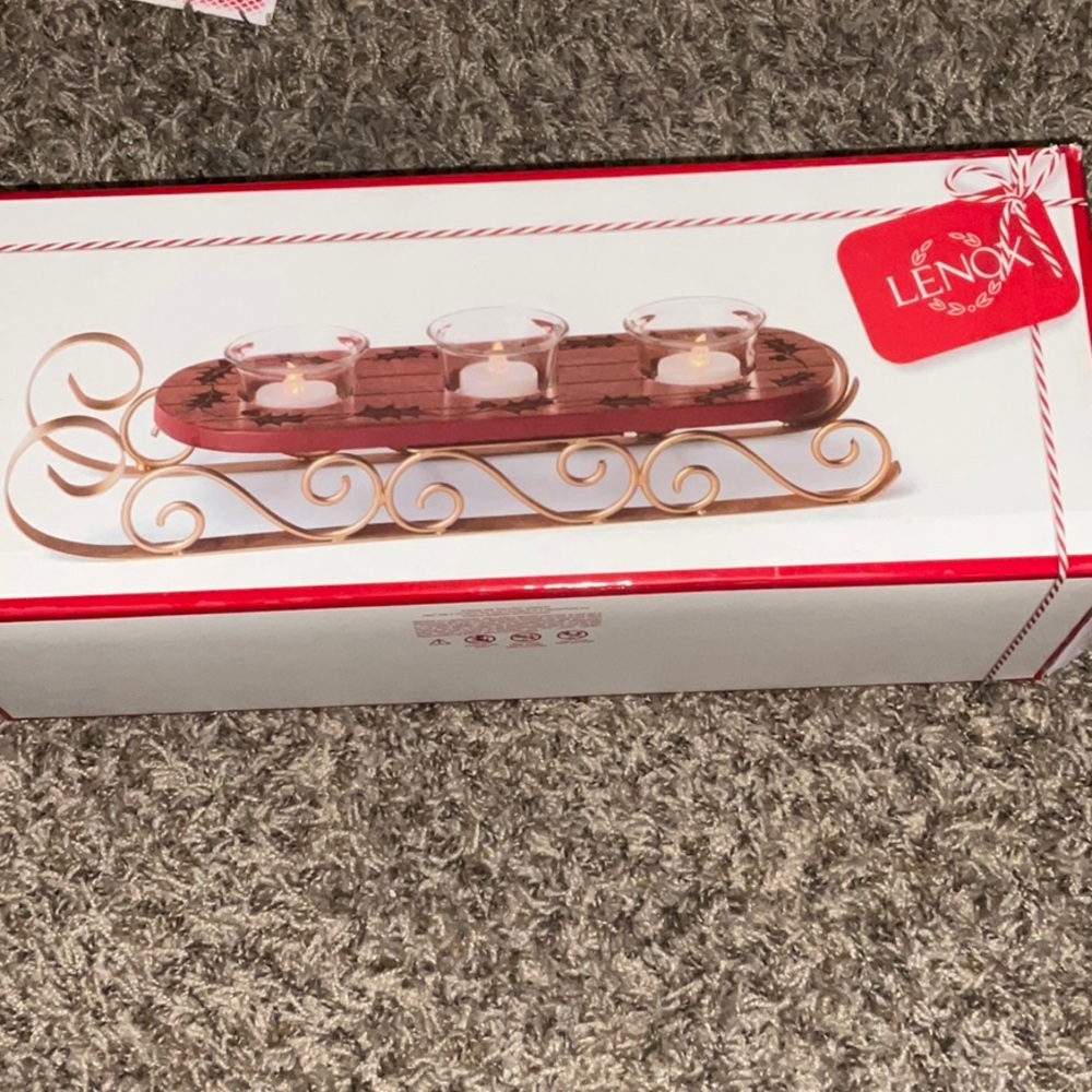 New Lenox wood sled votive